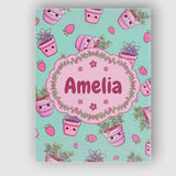 Personalised Name Cute Kawaii Strawberry Custom  Unique Gift Idea Elegant Feature Canvas Wall Art Print Decor Picture Ready to Hang