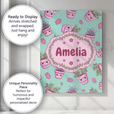 Personalised Name Cute Kawaii Strawberry Custom  Unique Gift Idea Elegant Feature Canvas Wall Art Print Decor Picture Ready to Hang