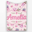 Cute Kawaii Strawberry Plant Pots Pastel Pink Seamless Pattern  Personalised Custom Name Super Soft Fleece Blanket Bed Sofa Throw