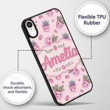 Cute Kawaii Strawberry Plant Pots Pastel Pink Custom Name Protective Phone Case Mobile Cover Durable Everyday Smartphone Shock Resistant
