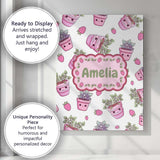 Personalised Name Cute Kawaii Strawberry Custom  Unique Gift Idea Elegant Feature Canvas Wall Art Print Decor Picture Ready to Hang