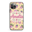 Cute Kawaii Strawberry Plant Pots Printed Design Custom Name Protective Phone Case Mobile Cover Durable Everyday Smartphone Shock Resistant