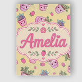 Personalised Name Cute Kawaii Strawberry Custom  Unique Gift Idea Elegant Feature Canvas Wall Art Print Decor Picture Ready to Hang