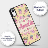 Cute Kawaii Strawberry Plant Pots Printed Design Custom Name Protective Phone Case Mobile Cover Durable Everyday Smartphone Shock Resistant
