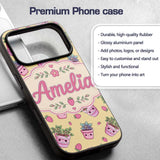 Cute Kawaii Strawberry Plant Pots Printed Design Custom Name Protective Phone Case Mobile Cover Durable Everyday Smartphone Shock Resistant