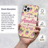 Cute Kawaii Strawberry Plant Pots Printed Design Custom Name Protective Phone Case Mobile Cover Durable Everyday Smartphone Shock Resistant