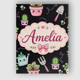 Personalised Name Cute Kawaii Garden Tools Custom  Unique Gift Idea Elegant Feature Canvas Wall Art Print Decor Picture Ready to Hang
