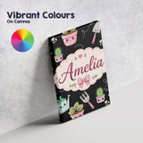 Personalised Name Cute Kawaii Garden Tools Custom  Unique Gift Idea Elegant Feature Canvas Wall Art Print Decor Picture Ready to Hang