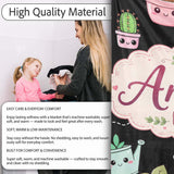 Cute Kawaii Garden Tools Plants Bees Black Seamless Pattern Name  Personalised Custom Name Super Soft Fleece Blanket Bed Sofa Throw