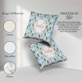 Custom Name Cute Kawaii Garden Tools Plants Bees Blue Background Square Filled Cushion Throw Pillow Sofa Bed Home Decor Zip Washable UK Made