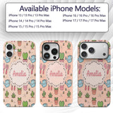 Cute Kawaii Garden Tools Plants Printed Design Custom Name Protective Phone Case Mobile Cover Durable Everyday Smartphone Shock Resistant