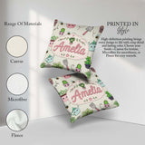 Custom Name Cute Kawaii Garden Tools Plants Bees Cream Seamless Square Filled Cushion Throw Pillow Sofa Bed Home Decor Zip Washable UK Made