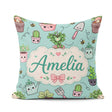 Custom Name Cute Kawaii Garden Tools Plants Bees Mint Background Square Filled Cushion Throw Pillow Sofa Bed Home Decor Zip Washable UK Made