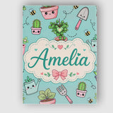 Personalised Name Cute Kawaii Garden Tools Custom  Unique Gift Idea Elegant Feature Canvas Wall Art Print Decor Picture Ready to Hang