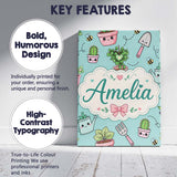Personalised Name Cute Kawaii Garden Tools Custom  Unique Gift Idea Elegant Feature Canvas Wall Art Print Decor Picture Ready to Hang