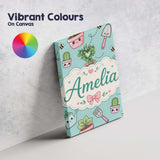 Personalised Name Cute Kawaii Garden Tools Custom  Unique Gift Idea Elegant Feature Canvas Wall Art Print Decor Picture Ready to Hang