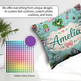 Custom Name Cute Kawaii Garden Tools Plants Bees Mint Background Square Filled Cushion Throw Pillow Sofa Bed Home Decor Zip Washable UK Made