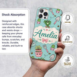Cute Kawaii Garden Tools Plants Printed Design Custom Name Protective Phone Case Mobile Cover Durable Everyday Smartphone Shock Resistant