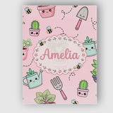 Personalised Name Cute Kawaii Garden Tools Custom  Unique Gift Idea Elegant Feature Canvas Wall Art Print Decor Picture Ready to Hang