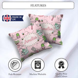 Custom Name Kawaii Garden Tools Plants Bees Blush Pink Seamless Square Filled Cushion Throw Pillow Sofa Bed Home Decor Zip Washable UK Made