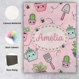 Personalised Name Cute Kawaii Garden Tools Custom  Unique Gift Idea Elegant Feature Canvas Wall Art Print Decor Picture Ready to Hang