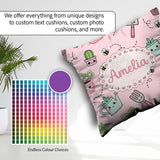 Custom Name Kawaii Garden Tools Plants Bees Blush Pink Seamless Square Filled Cushion Throw Pillow Sofa Bed Home Decor Zip Washable UK Made