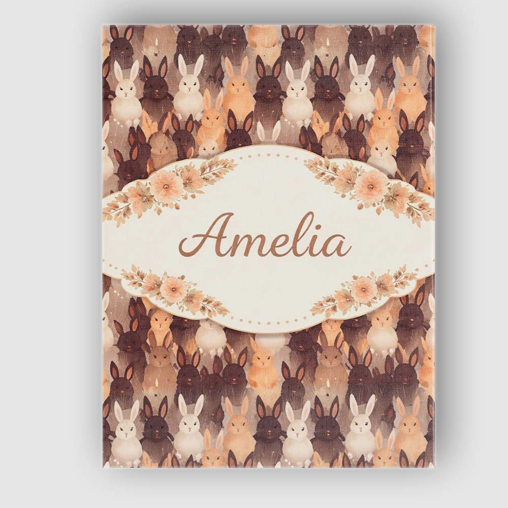 Personalised Name Mixed Color Cute Bunny Crowd Soft Texture Seamless Custom  Home Canvas Wall Art Print Decor Picture Ready to Hang
