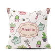 Custom Name Cute Kawaii Garden Tools Plants Bees Grey Background Square Filled Cushion Throw Pillow Sofa Bed Home Decor Zip Washable UK Made