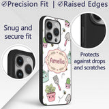 Cute Kawaii Garden Tools Plants Printed Design Custom Name Protective Phone Case Mobile Cover Durable Everyday Smartphone Shock Resistant