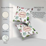 Custom Name Cute Kawaii Garden Tools Plants Bees Grey Background Square Filled Cushion Throw Pillow Sofa Bed Home Decor Zip Washable UK Made
