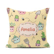 Custom Name Cute Kawaii Garden Tools Plants Bees Yellow Seamless Square Filled Cushion Throw Pillow Sofa Bed Home Decor Zip Washable UK Made