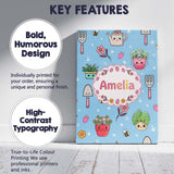 Personalised Name Cute Kawaii Garden Tools Custom  Unique Gift Idea Elegant Feature Canvas Wall Art Print Decor Picture Ready to Hang