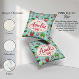 Custom Name Cute Kawaii Garden Tools Flowers Bees Mint Seamless Square Filled Cushion Throw Pillow Sofa Bed Home Decor Zip Washable UK Made