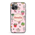Cute Kawaii Garden Tools Flowers Bees Blush Pink Custom Name Protective Phone Case Mobile Cover Durable Everyday Smartphone Shock Resistant