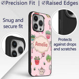 Cute Kawaii Garden Tools Flowers Bees Blush Pink Custom Name Protective Phone Case Mobile Cover Durable Everyday Smartphone Shock Resistant