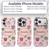 Cute Kawaii Garden Tools Flowers Bees Blush Pink Custom Name Protective Phone Case Mobile Cover Durable Everyday Smartphone Shock Resistant