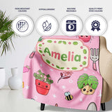 Cute Kawaii Garden Tools Flowers Bees Soft Pink Background Seamless  Personalised Custom Name Super Soft Fleece Blanket Bed Sofa Throw