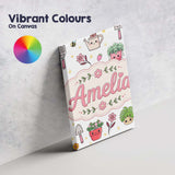 Personalised Name Cute Kawaii Garden Tools Custom  Unique Gift Idea Elegant Feature Canvas Wall Art Print Decor Picture Ready to Hang