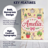Personalised Name Cute Kawaii Garden Tools Custom  Unique Gift Idea Elegant Feature Canvas Wall Art Print Decor Picture Ready to Hang