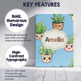 Personalised Name Cute Kawaii Indoor Plants Custom  Bespoke Interior Contemporary Canvas Wall Art Print Decor Picture Ready to Hang