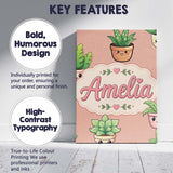 Personalised Name Cute Kawaii Indoor Plants Custom  Bespoke Interior Contemporary Canvas Wall Art Print Decor Picture Ready to Hang