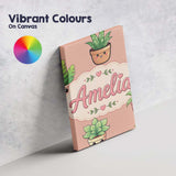 Personalised Name Cute Kawaii Indoor Plants Custom  Bespoke Interior Contemporary Canvas Wall Art Print Decor Picture Ready to Hang