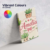 Personalised Name Cute Kawaii Indoor Plants Custom  Bespoke Interior Contemporary Canvas Wall Art Print Decor Picture Ready to Hang