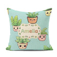 Custom Name Cute Kawaii Indoor Plants Mint Seamless Pattern Name Square Filled Cushion Throw Pillow Sofa Bed Home Decor Zip Washable UK Made
