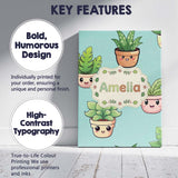 Personalised Name Cute Kawaii Indoor Plants Custom  Bespoke Interior Contemporary Canvas Wall Art Print Decor Picture Ready to Hang