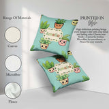 Custom Name Cute Kawaii Indoor Plants Mint Seamless Pattern Name Square Filled Cushion Throw Pillow Sofa Bed Home Decor Zip Washable UK Made