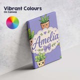 Personalised Name Cute Kawaii Indoor Plants Custom  Bespoke Interior Contemporary Canvas Wall Art Print Decor Picture Ready to Hang