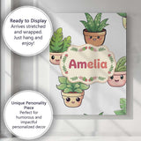 Personalised Name Cute Kawaii Indoor Plants Custom  Bespoke Interior Contemporary Canvas Wall Art Print Decor Picture Ready to Hang