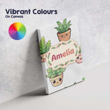 Personalised Name Cute Kawaii Indoor Plants Custom  Bespoke Interior Contemporary Canvas Wall Art Print Decor Picture Ready to Hang