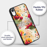 Bright Watercolor Cactus Flower Abstract Seamless Custom Name Protective Phone Case Mobile Cover Durable Everyday Smartphone Shock Resistant